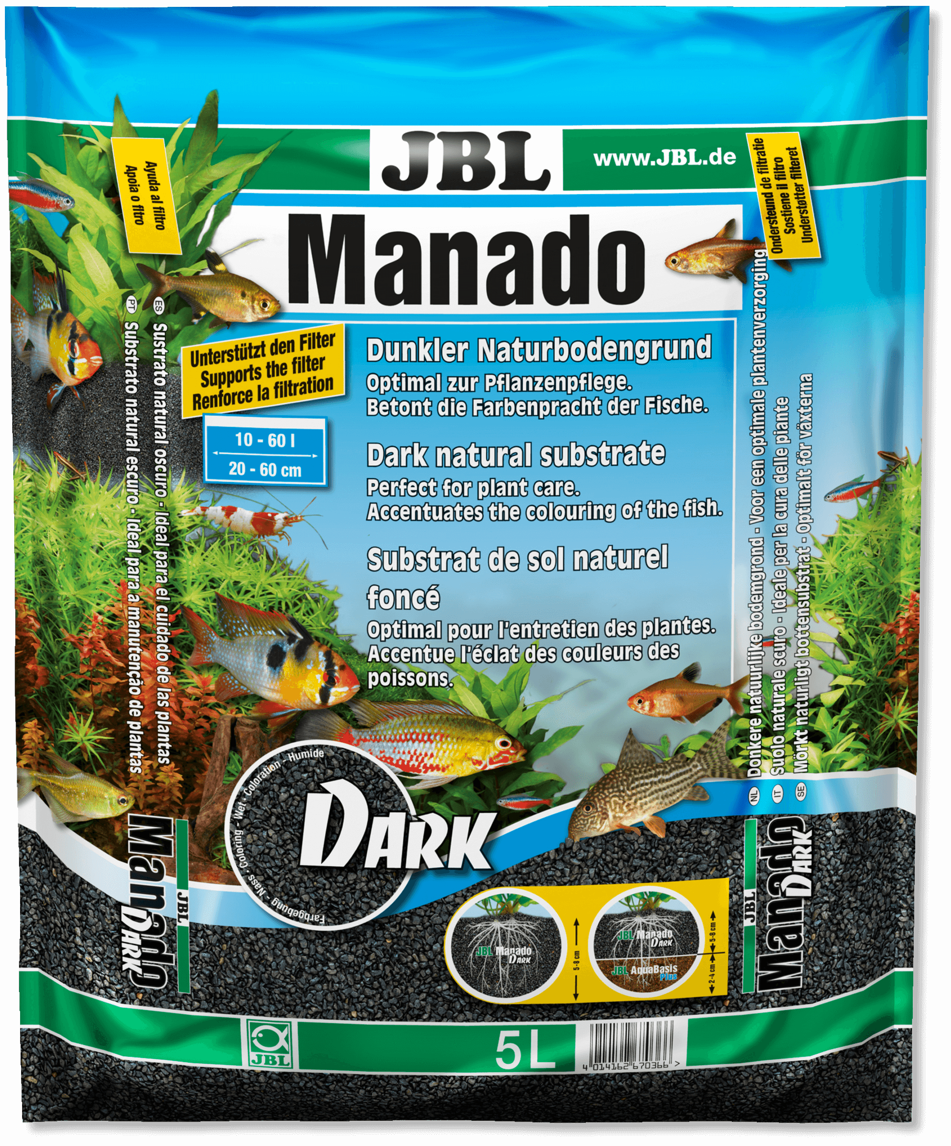 JBL Manado Dark 10 L- Substrat naturel pour aquarium à petit prix