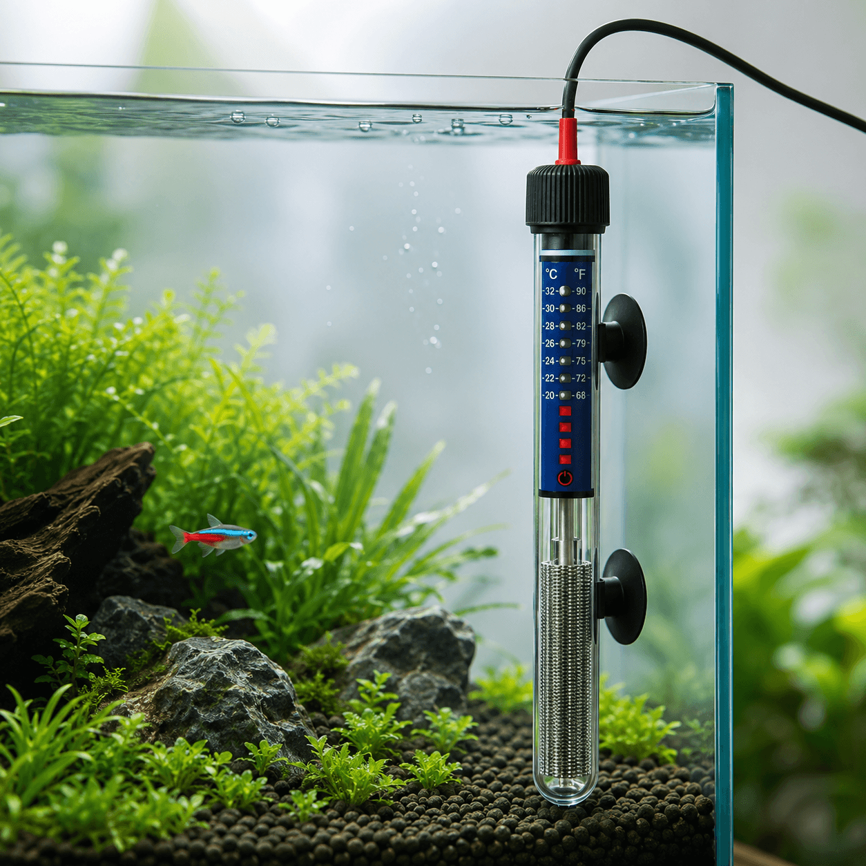 Aquaplante Basic HA-200 installe dans un aquarium plante fixation ventouses