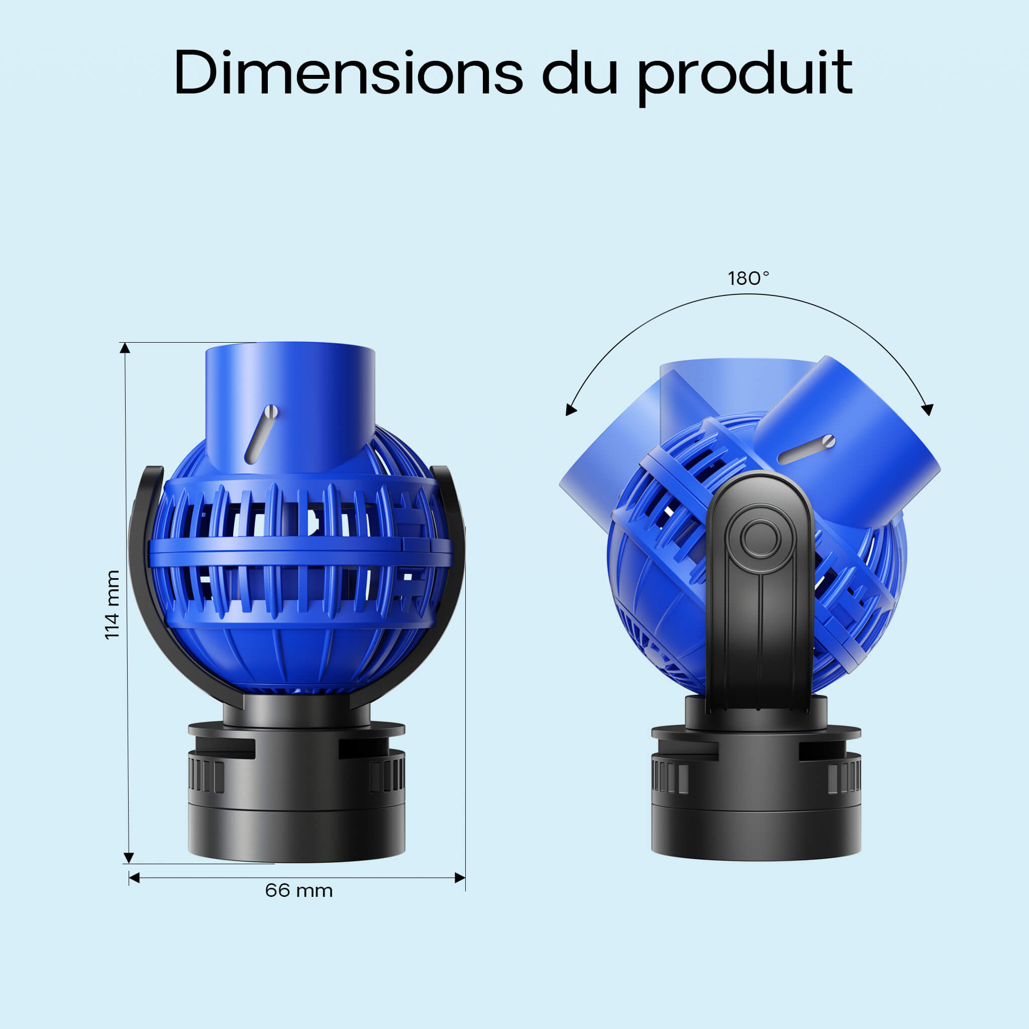 SunSun JVP-130 dimensions 114 mm hauteur et 66 mm largeur