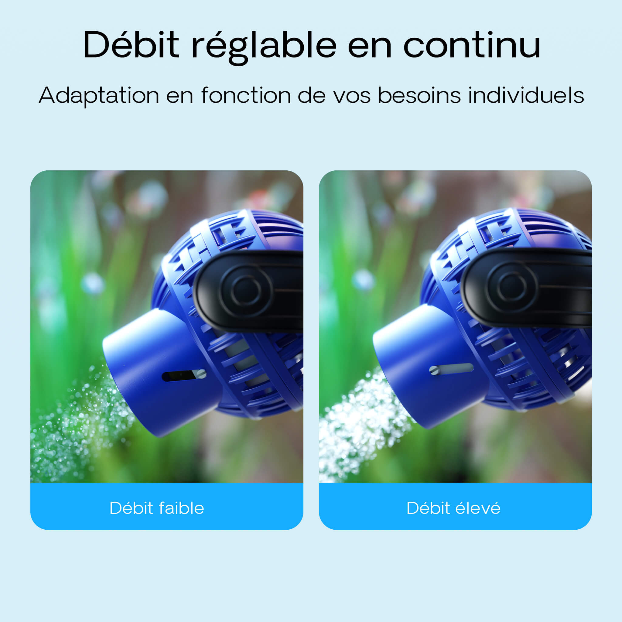 SunSun JVP-130 comparaison debit faible et debit eleve