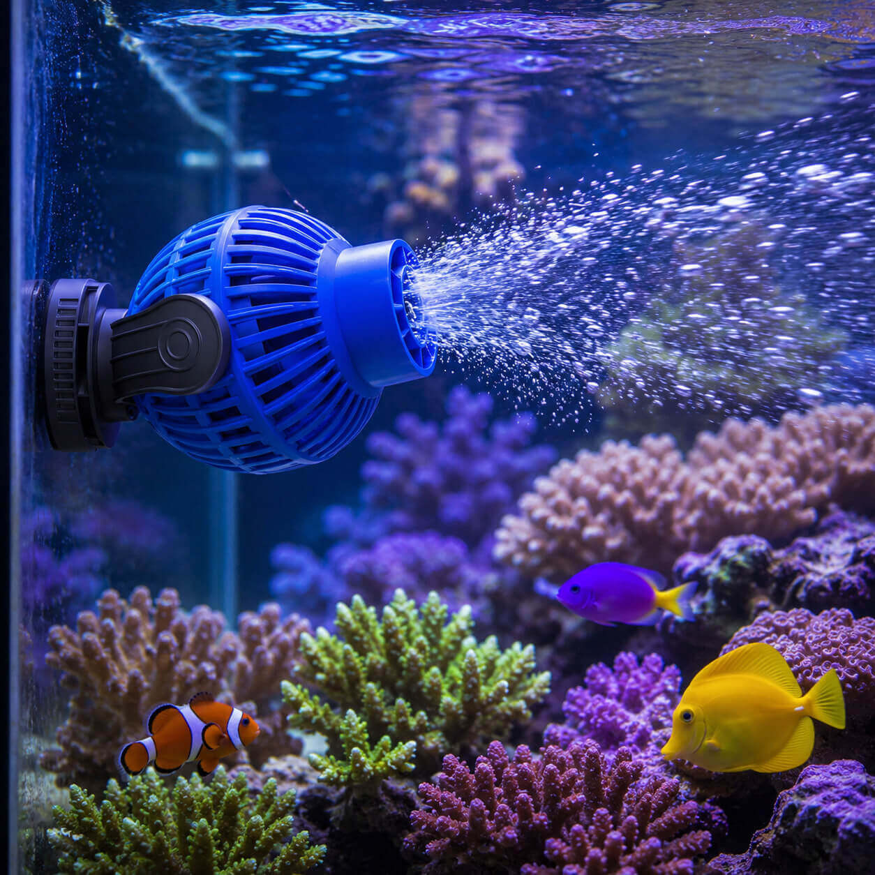 SunSun JVP-131 en fonctionnement dans un aquarium recifal
