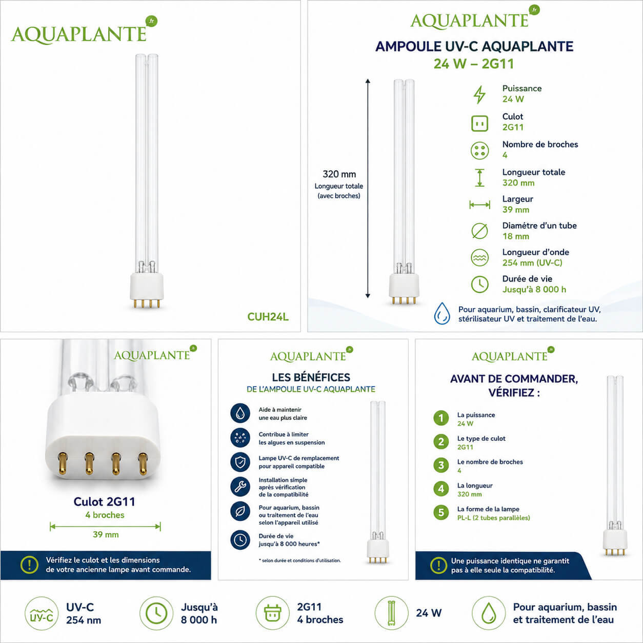 Ampoule UV-C 24W 2G11 pas chère! Idéale pour votre bassin!
