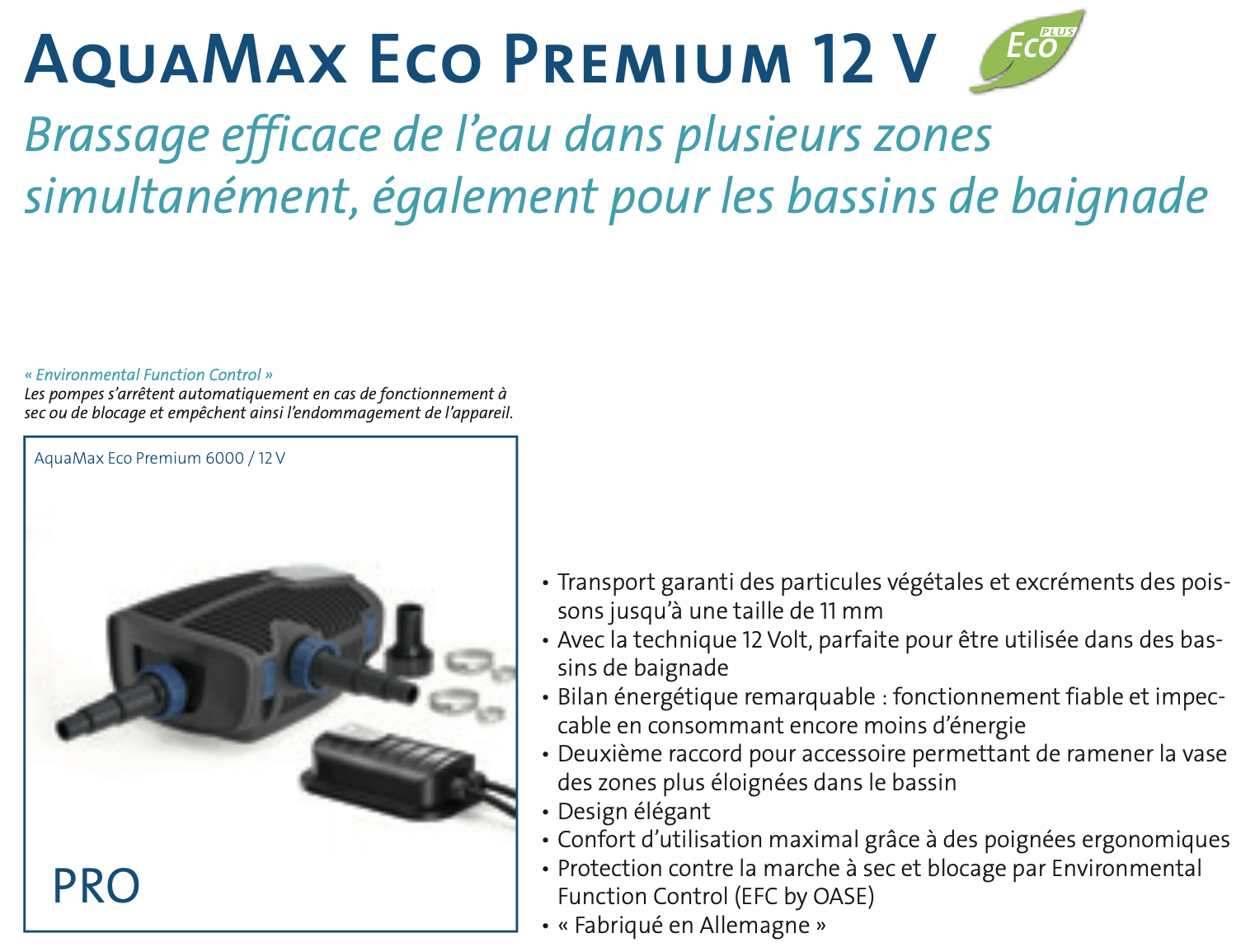 Courbes d'utilisation des pompes Oase AquaMax Eco Premium 12V