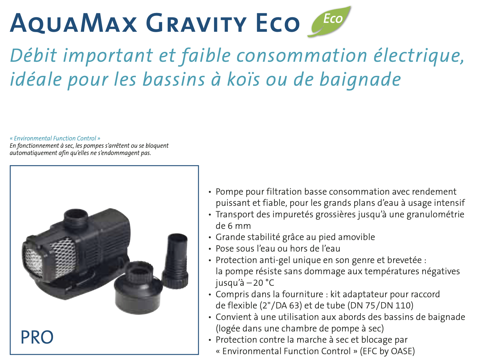 Courbes d'utilisation des pompes Oase AquaMax Gravity Eco