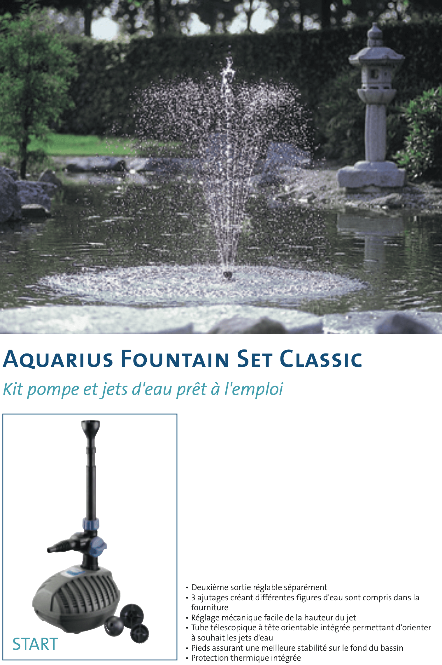 Courbes d'utilisation des pompes Oase Aquarius Fountain Set