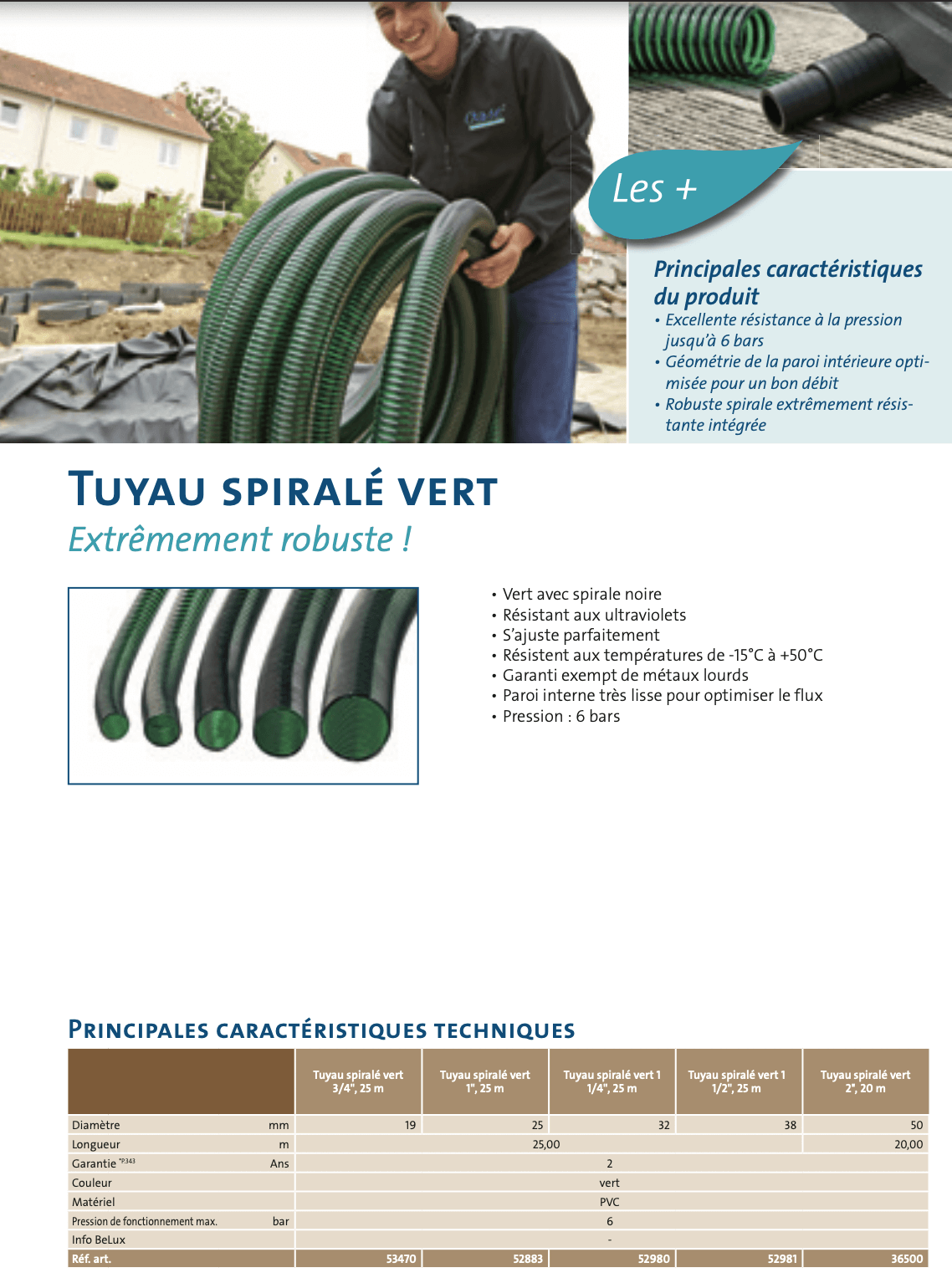 Oase Tuyau spiralé noir 1 pouce 1/4, 10m (diamètre 32mm) - Aquaplante