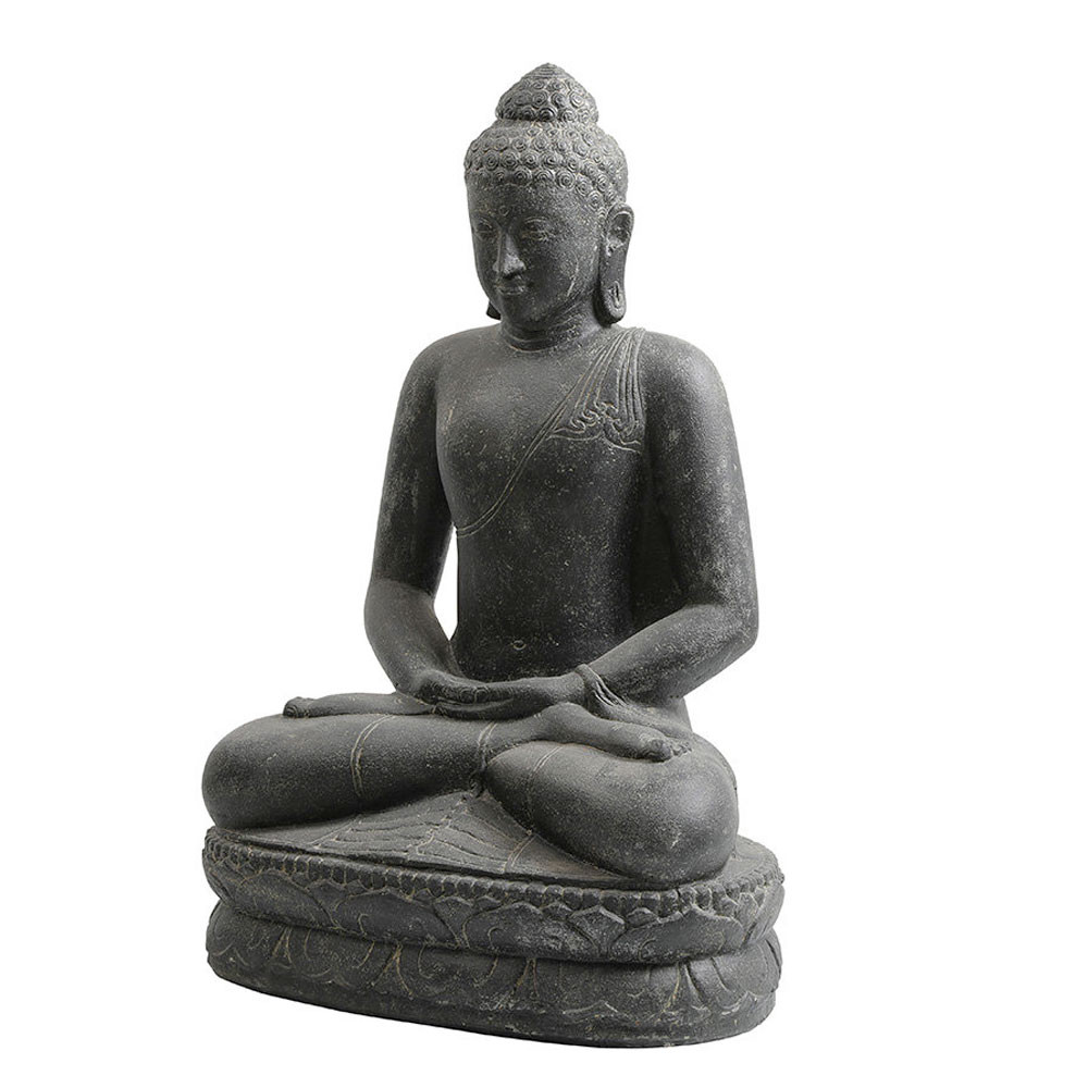 Statue de buddha assis de 100cm en méditation, idéale pour un jardin ou pour un espace zen ou de détente comme un spa ou un hôtel par exemple