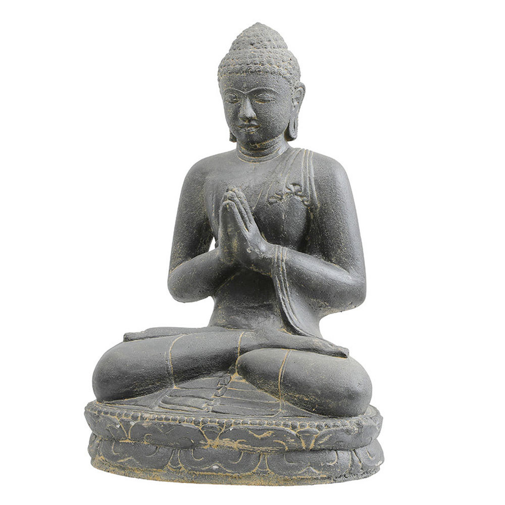 Statue de buddha assis de 150cm Salutations, idéale en décoration de jardin, pour un hôtel, une chambre d'hôtes, un espace zen, un spa ou une zone de détente