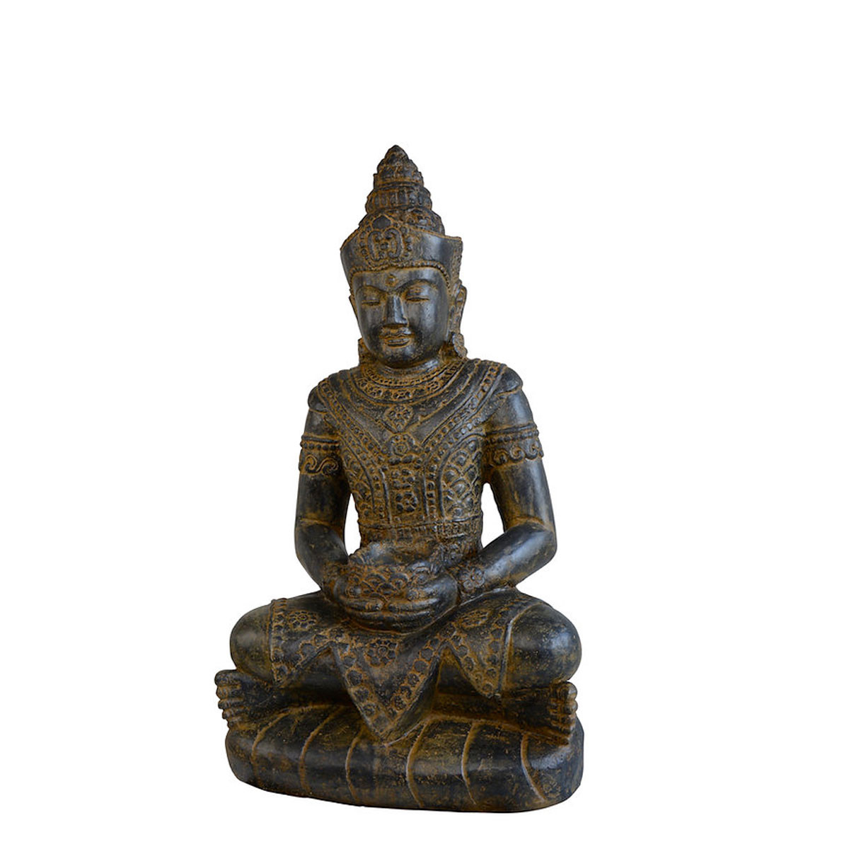 Statue de buddha assis Thaïlandais de 100cm de hauteur avec pot, idéale pour un espace zen ou de détente en décoration d'intérieur ou de jardin