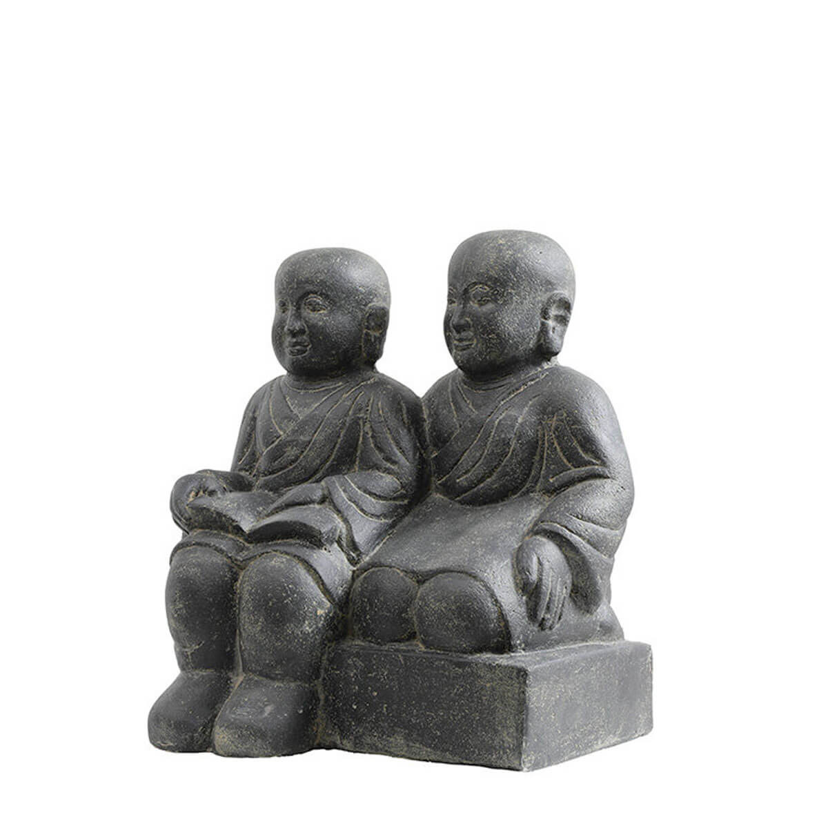Statue en pierre de 48cm, représentant des moines en train de lire. Idéal en décoration de jardin, de piscine ou d'intérieur