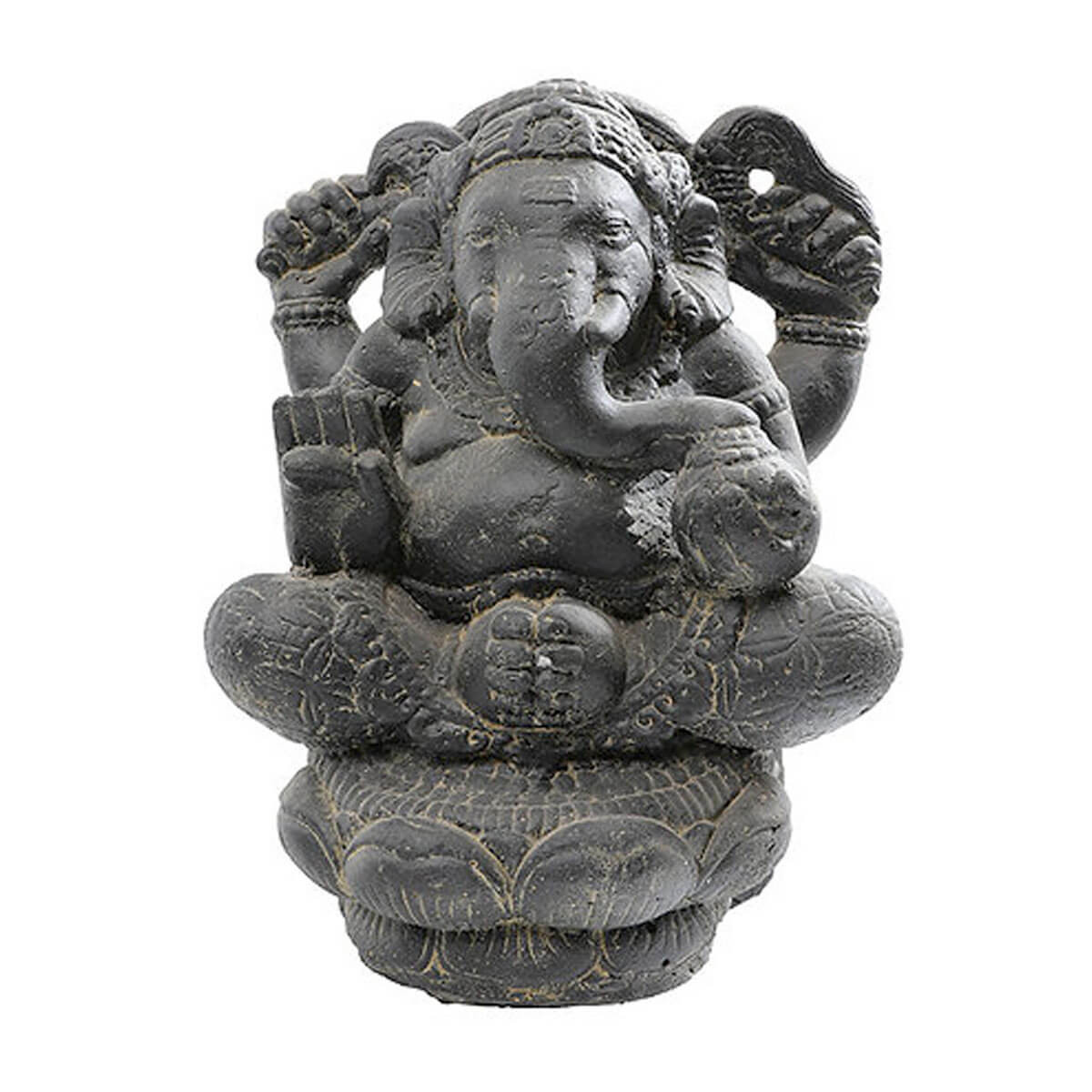 Statue de Ganesh assis 40cm en pierre reconstituée, idéale en décoration d'intérieur ou de jardin