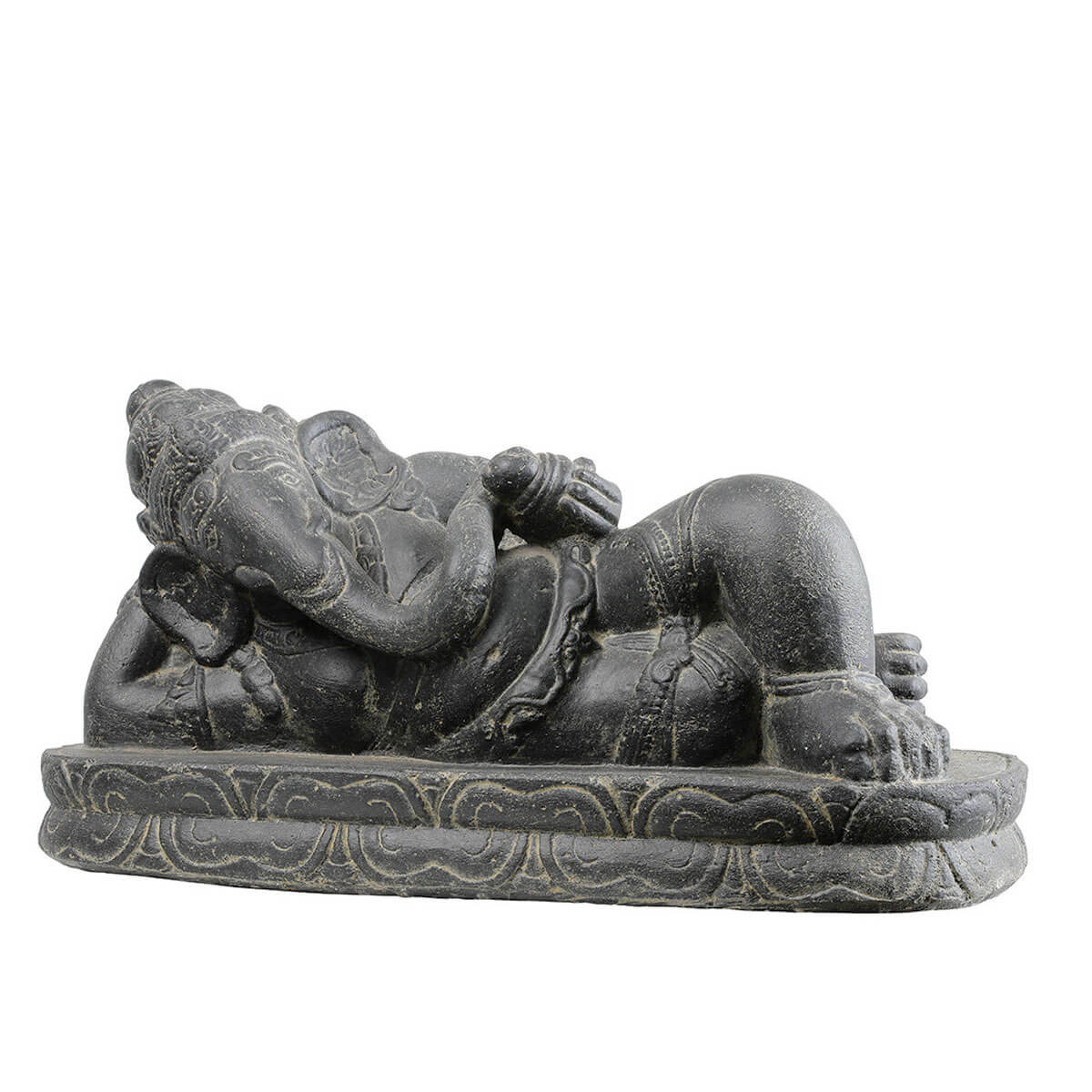 Statue de Ganesh couché sur base de 57cm de longueur, idéale en décoration d'intérieur ou pour un jardin