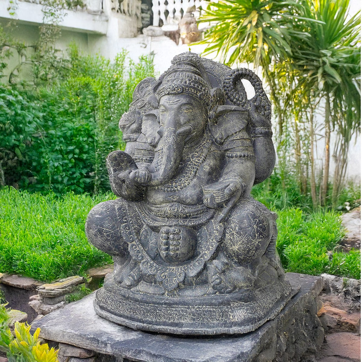 Statue de Ganesh assis de 136cm, idéale pour une décoration d'extérieur ou une décoration de jardin ou d'aménagement paysager