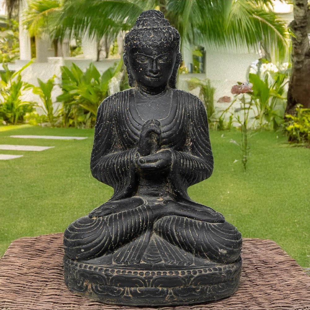 Statue bouddha assis 45cm argumentation, décoration d'intérieure, décor pour jardin, espace paysager et espace zen