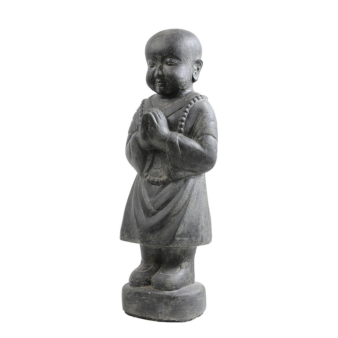 Statue représentant un moine asiatique debout priant de 80cm, idéale en décoration de jardin comme en décoration d'intérieur.