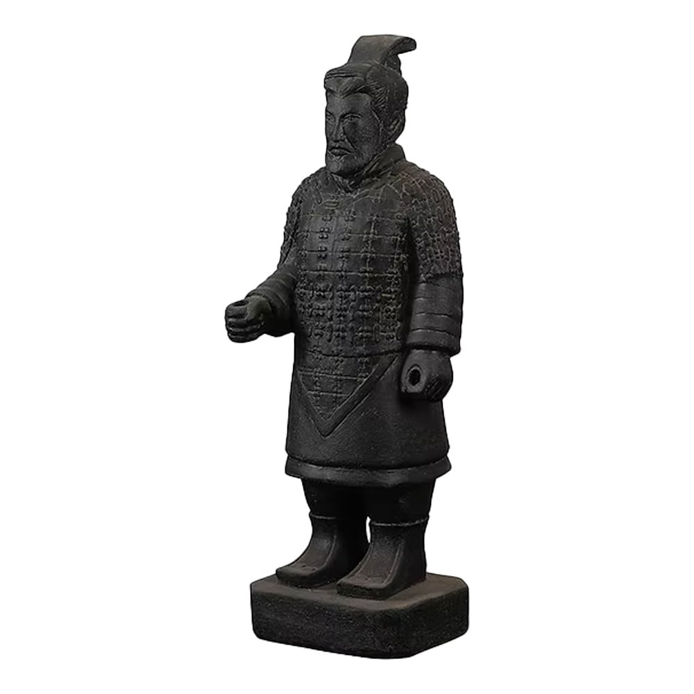 Statue représentant un guerrier chinois debout, idéal en décoration de jardin, d'intérieur ou pour un bassin avec des koïs