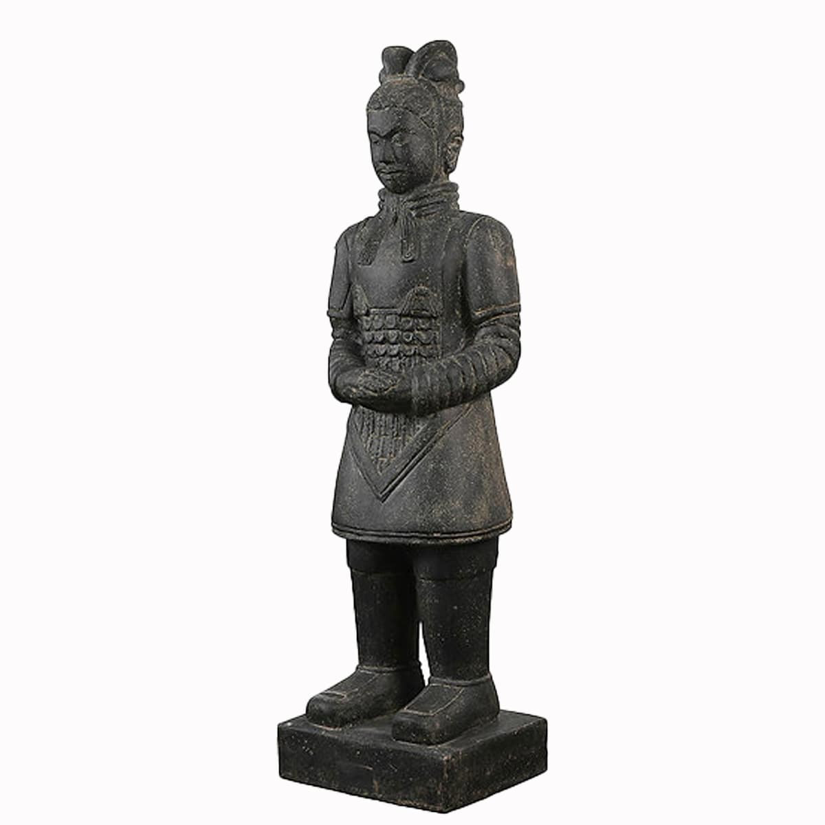 Statue représentant un guerrier chinois debout, idéal en décoration de jardin, d'intérieur ou pour un bassin avec des koïs
