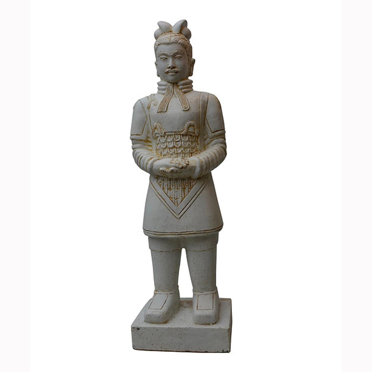 Statue représentant un guerrier chinois debout, idéal en décoration de jardin, d'intérieur ou pour un bassin avec des koïs