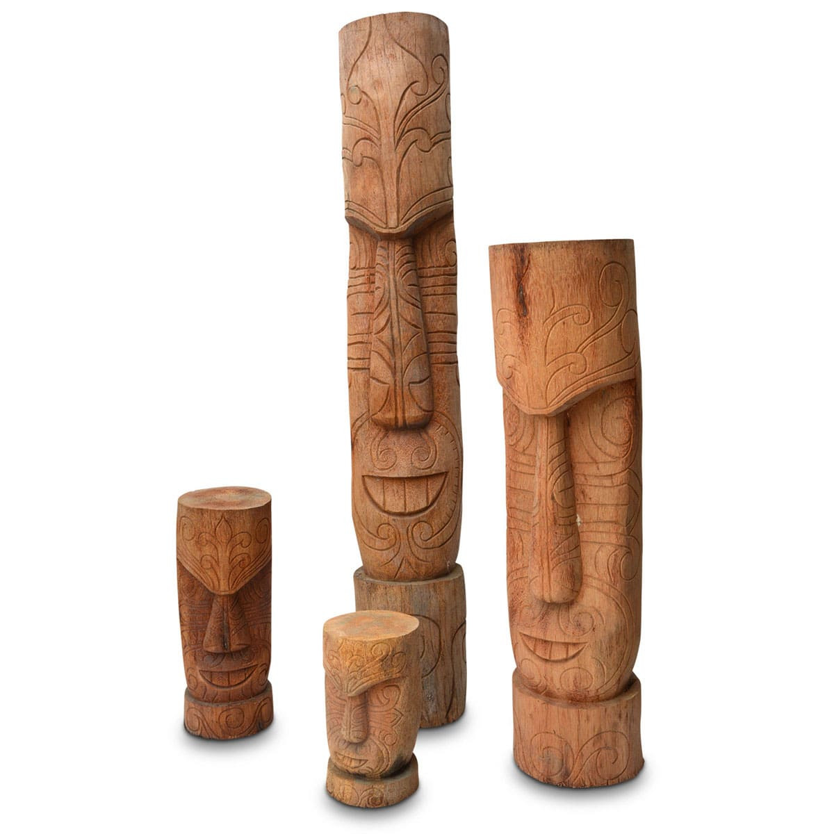 L'ensemble des modèles et des tailles de Tiki Maori Head en bois de palmier