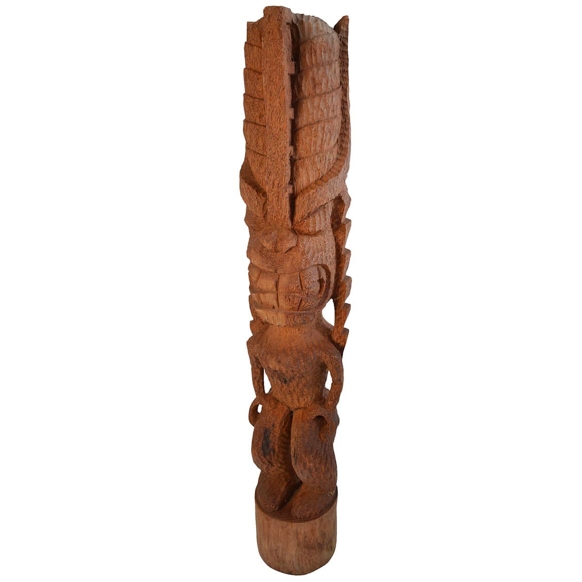 Tiki en bois sculpté de 150cm de hauteur, idéal en décoration de jardin, de véranda ou d'intérieur