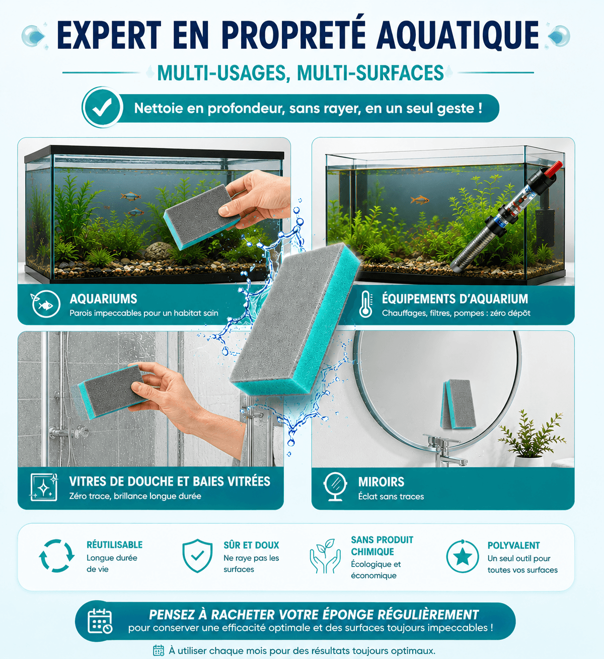 illustration aquaplante éponge de nettoyage sans effort