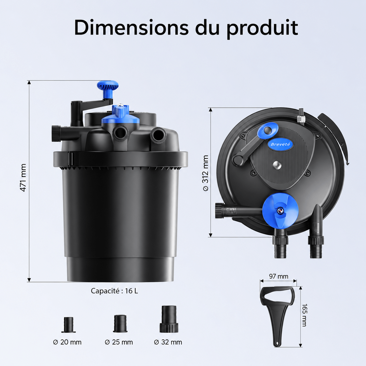 SunSun CPF-2500T - Clarificateur UV-C 11W integre Lampe UV-C 11W du filtre SunSun CPF-2500T - elimination des algues en suspension dans le bassin