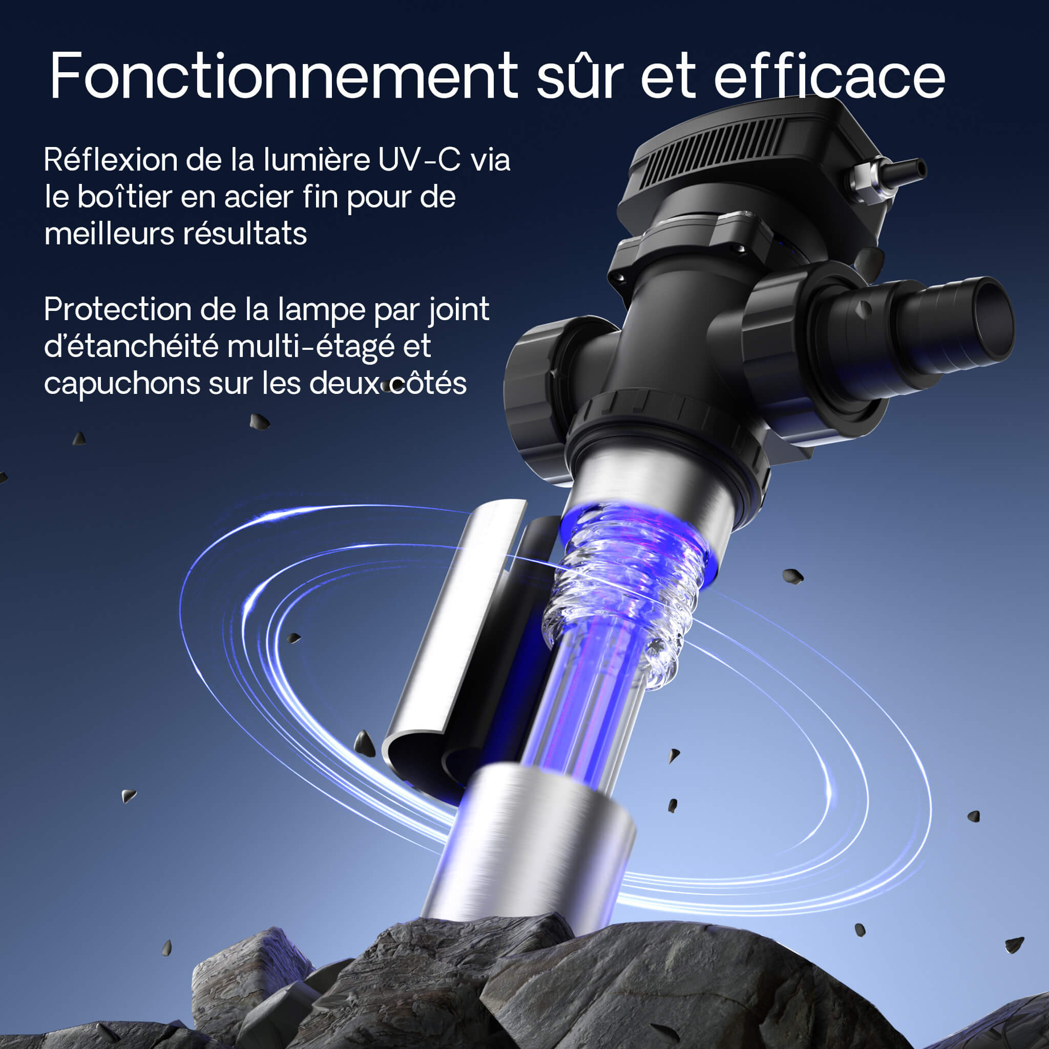 Boitier inox reflechissant et joint d etancheite CUV-736