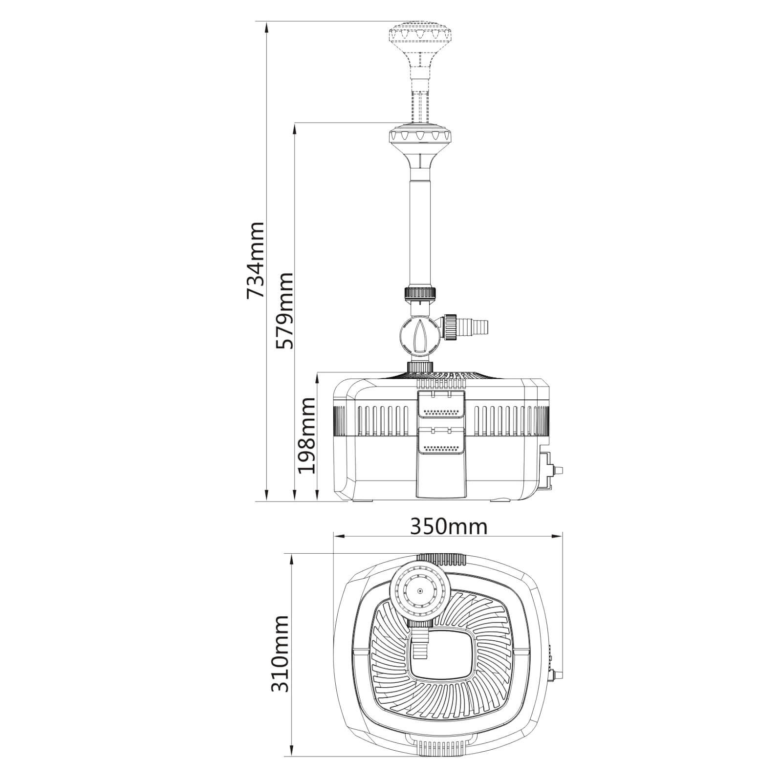 SunSun CUF-3800 dimensions SunSun CUF-3800 dimensions boitier et hauteur de fontaine