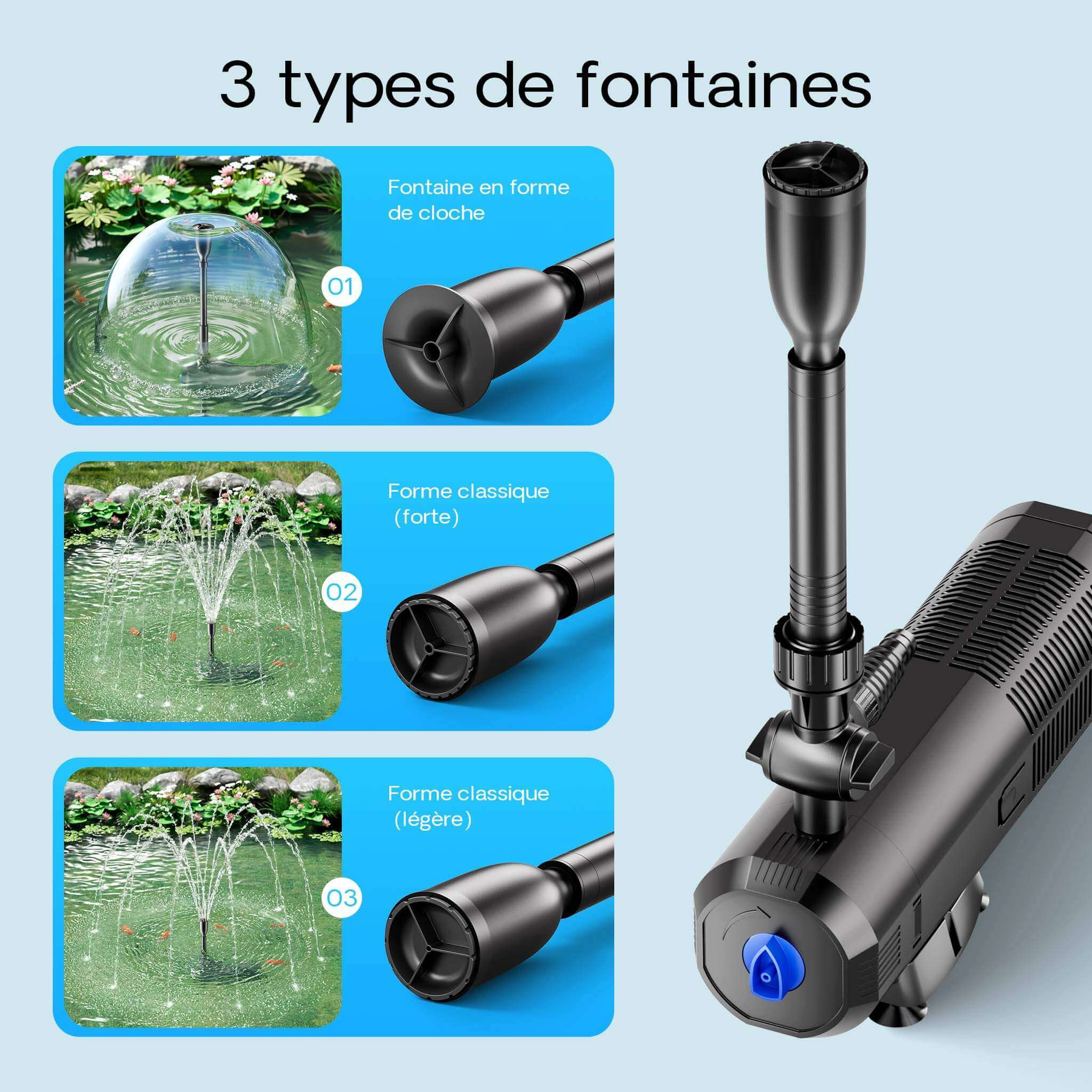 SunSun CUP-139 trois formes de jet de fontaine pour bassin